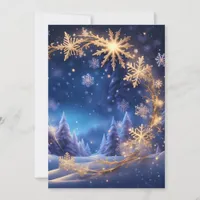 Magical Christmas  - golden snowflakes, open house Invitation