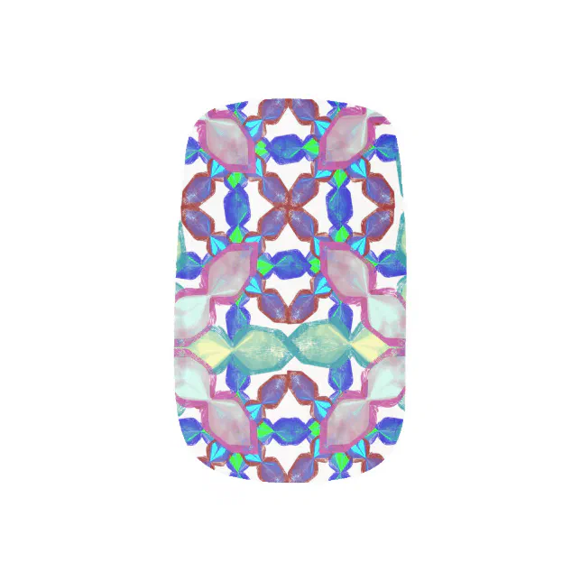 Colorful intertwining mandala minx nail art