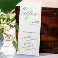 Elegant Tall Wedding Programs Romantic Calligraphy