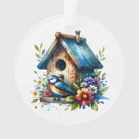  Watercolor Illustration of Birdhouse Christmas  Ornament