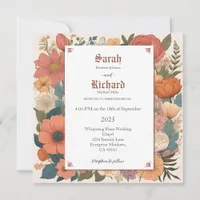 Elegant Floral Vintage Design in Pastel Hues Invitation