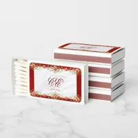 Elegant Red Gold Wedding Script Monogram Matchboxes