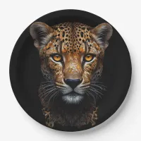 Cheetah Portrait on black Paper Plates