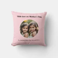 Personalized Mother's Day Pretty Pink Photo Cute Throw Pillow