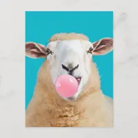 Beautiful Fantasy Sheep Chewing Bubble Gum Postcard