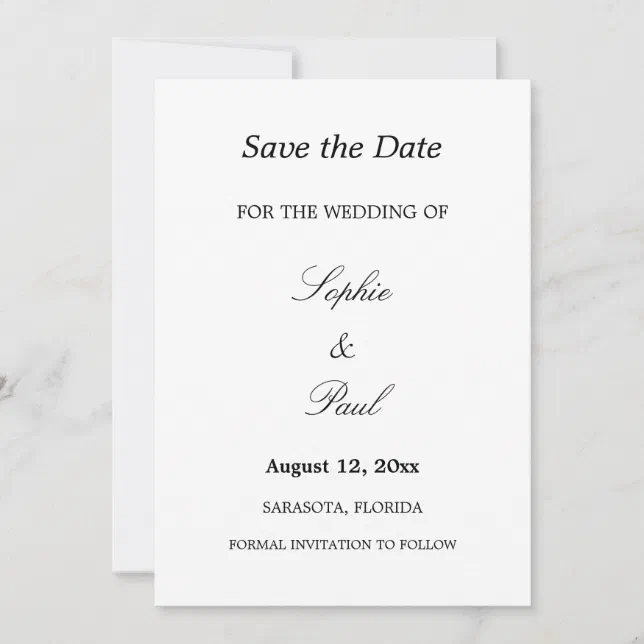 Elegant Minimalist Wedding Save the Date