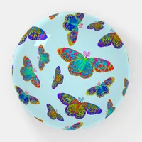 Colorful butterflies on baby blue paperweight