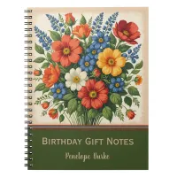 Vintage Style Flower Bouquet Birthday Gift Log Not Notebook