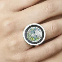 Extraterrestrial Alien in Flowers  Ring