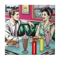 Retro 1950's Couple at Diner Ceramic Tile