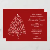 Red Christmas Tree Winter Engagement Party Invitation