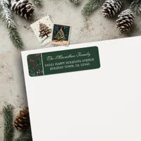 Simple Christmas Watercolor Botanical Dark Green Label