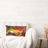 Autumn Colors Abstract Pour Painting   Lumbar Pillow