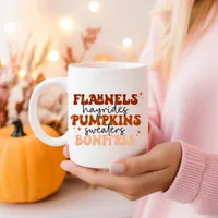 Flannels Hayrides Pumpkins Sweaters Bonfires Fall Coffee Mug