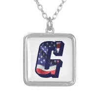 American Flag Letter "G" Silver Plated Necklace