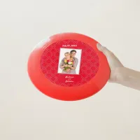 Wed Couple Photo Names Date Diamond Pattern Red Wham-O Frisbee