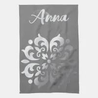 Tranquil Silver & Gray Monogram | Kitchen Towel