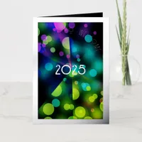 20xx new year party silver&multicolored bubbles foil greeting card