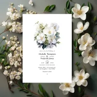 White Floral Wedding Invitation