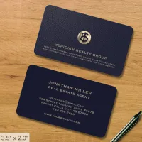 Navy and Gold House Logo Business Card