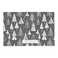 Black White Christmas Pattern#6 ID1009 Placemat