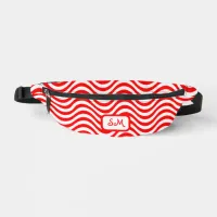 Monogram Red & White Wavy Stripes Psychedelic Fanny Pack
