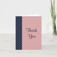 Blue and Pink Art Deco Diamonds Thank You Card