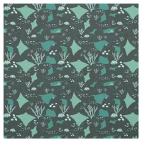 Stingrays Manta Rays Blue Ocean Pattern Fabric