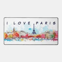 Watercolor Art of I love Paris Eiffel Tower