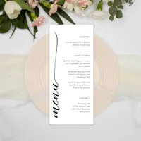 Classic Minimalist Script Black And White Wedding Menu