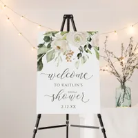 Bridal Shower Welcome White Floral Greenery Foam Board