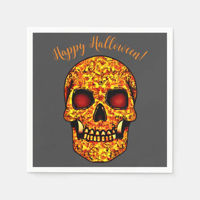 Frightening Halloween skull with red eyes  Napkins