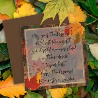 Collage of Vibrant Fall Autumn Leaves Thanksgiving Holiday Card