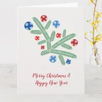 Christmas tree branch with snowflake decorations card