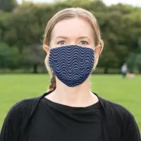 Black Blue Wavy Stripes Adult Cloth Face Mask