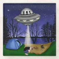 UFO Extraterrestrial Abduction Alien Glass Coaster