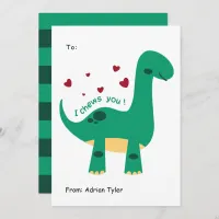 I Chews You Cute Dinosaur Classroom Valentines Day Holiday Card