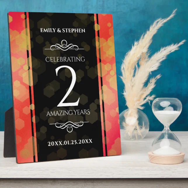 Elegant 2nd Garnet Wedding Anniversary Celebration Plaque