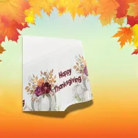 Simple White Pumpkin & Floral Thanksgiving Small Tablecloth