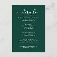 Simple Emerald Green Wedding Enclosure Card