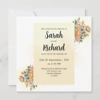 Elegant Floral Wedding Invitation with QR Code