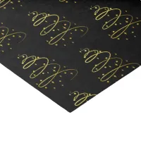 Abstract Sparkling Gold, Black Christmas Tree Tissue Paper