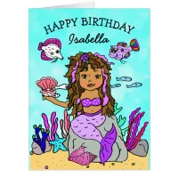 Jumbo Sized Mermaid Happy Birrthday Personalized Card