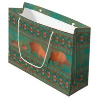 Southwest Cute Javelina Family Copper Teal Large Gift Bag