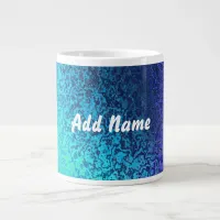 Shades of Blue Abstract Add Name Giant Coffee Mug