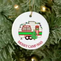 Personalized Camping Themed Christmas Ceramic Ornament