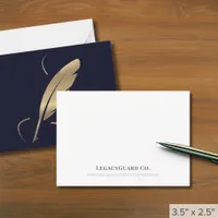 Elegant Gold Quill Note Card