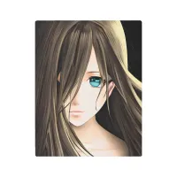 Brown Haired Blue Eyed Anime Girl Metal Print