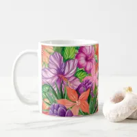 Tropical Flowers Botanical Pattern Coffee Mug