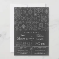 Snowflake glitter silver Winter Baby shower Invite